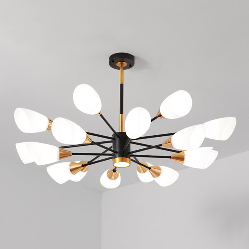 Modern Simplicity Spoke-Like Pendant Chandelier White Glass Hanging Light Fixture for Restaurant