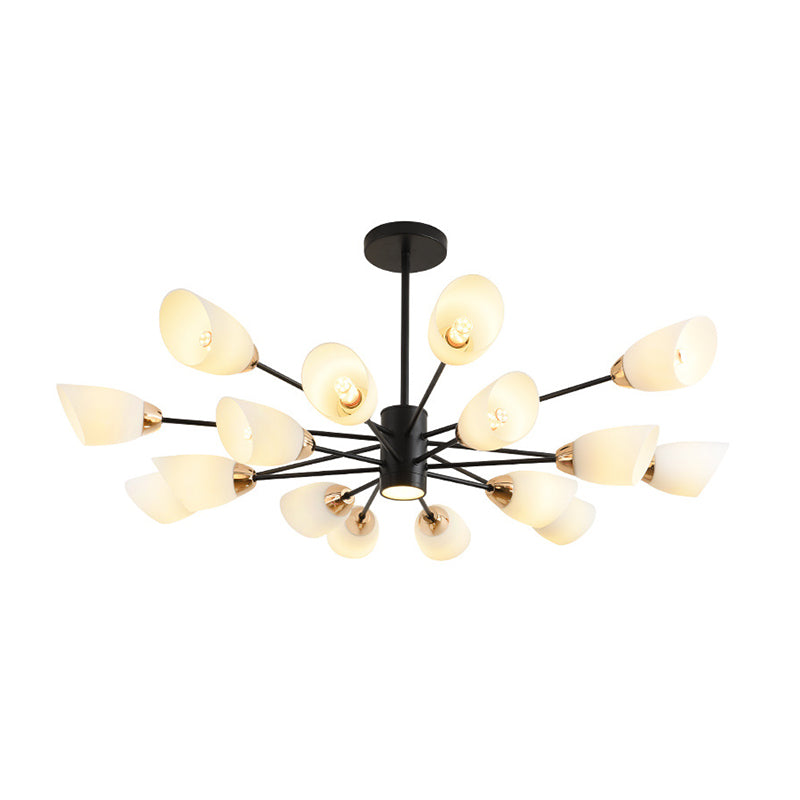 Modern Simplicity Spoke-Like Pendant Chandelier White Glass Hanging Light Fixture for Restaurant