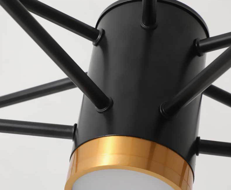 Modern Simplicity Spoke-Like Pendant Chandelier White Glass Hanging Light Fixture for Restaurant