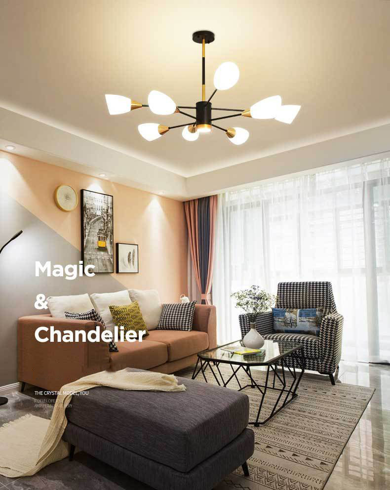 Modern Simplicity Spoke-Like Pendant Chandelier White Glass Hanging Light Fixture for Restaurant