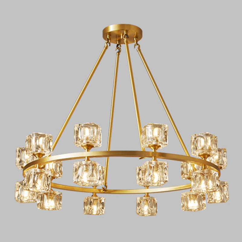 Postmodern Cycle Chandelier Crystal Pendant Ceiling Lights with Hanging Cord for Living Room