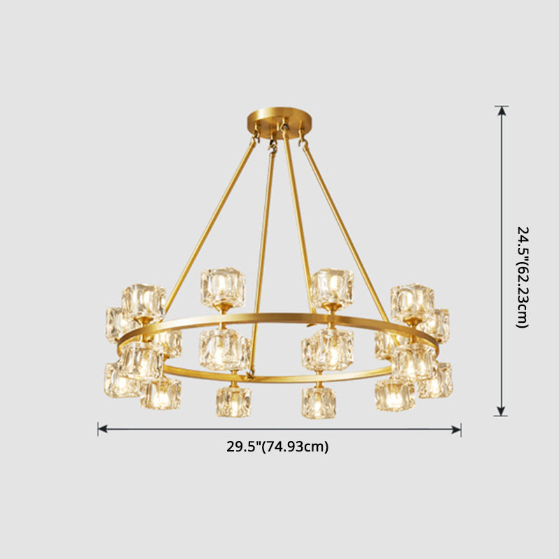 Postmodern Cycle Chandelier Crystal Pendant Ceiling Lights with Hanging Cord for Living Room