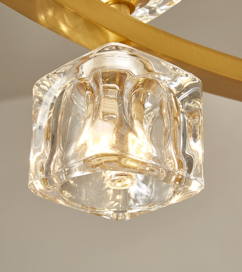 Postmodern Cycle Chandelier Crystal Pendant Ceiling Lights with Hanging Cord for Living Room