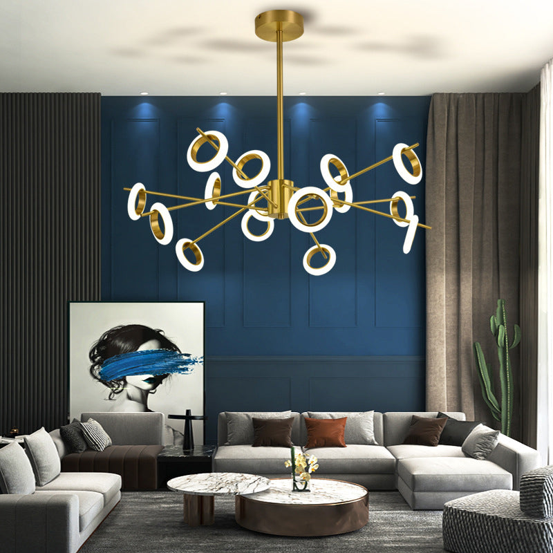 Ultra-modern Multiple Rings Chandelier Lamp Acrylic Suspension Pendant Light for Restaurant