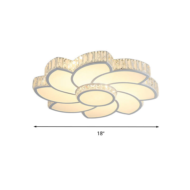 Plafonnier LED à commande intelligente, 18/24 pouces de large, plafonnier moderne en cristal floral, lumière chaude/blanche