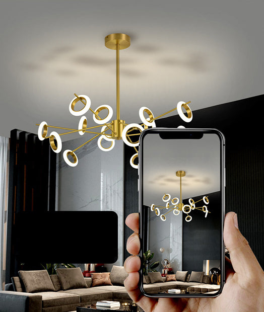 Ultra-modern Multiple Rings Chandelier Lamp Acrylic Suspension Pendant Light for Restaurant