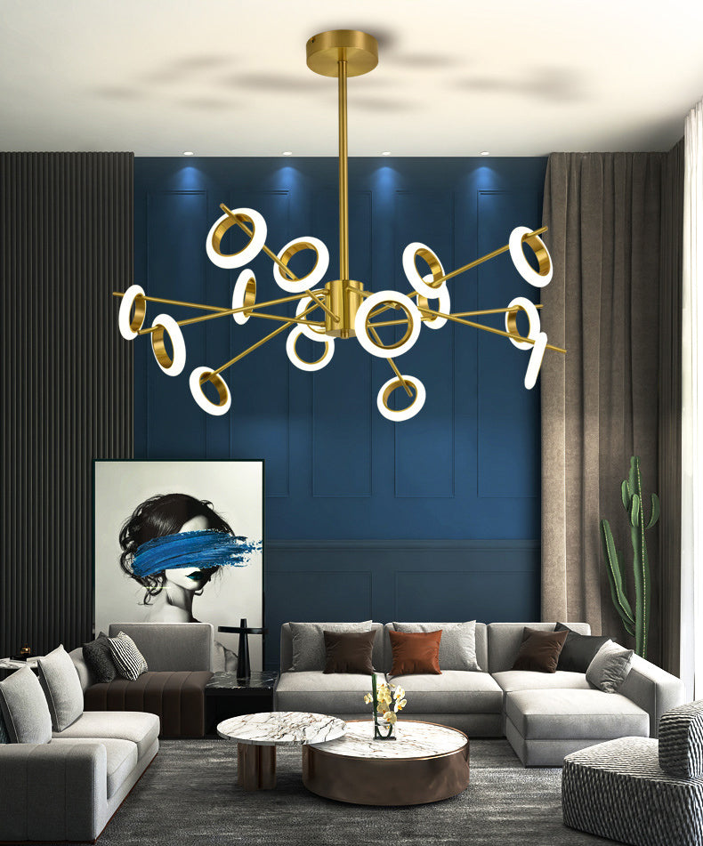 Ultra-modern Multiple Rings Chandelier Lamp Acrylic Suspension Pendant Light for Restaurant