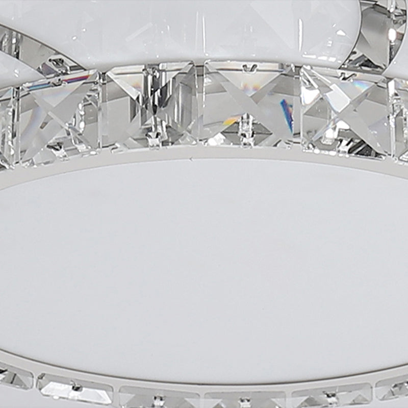 Plafonnier LED à commande intelligente, 18/24 pouces de large, plafonnier moderne en cristal floral, lumière chaude/blanche