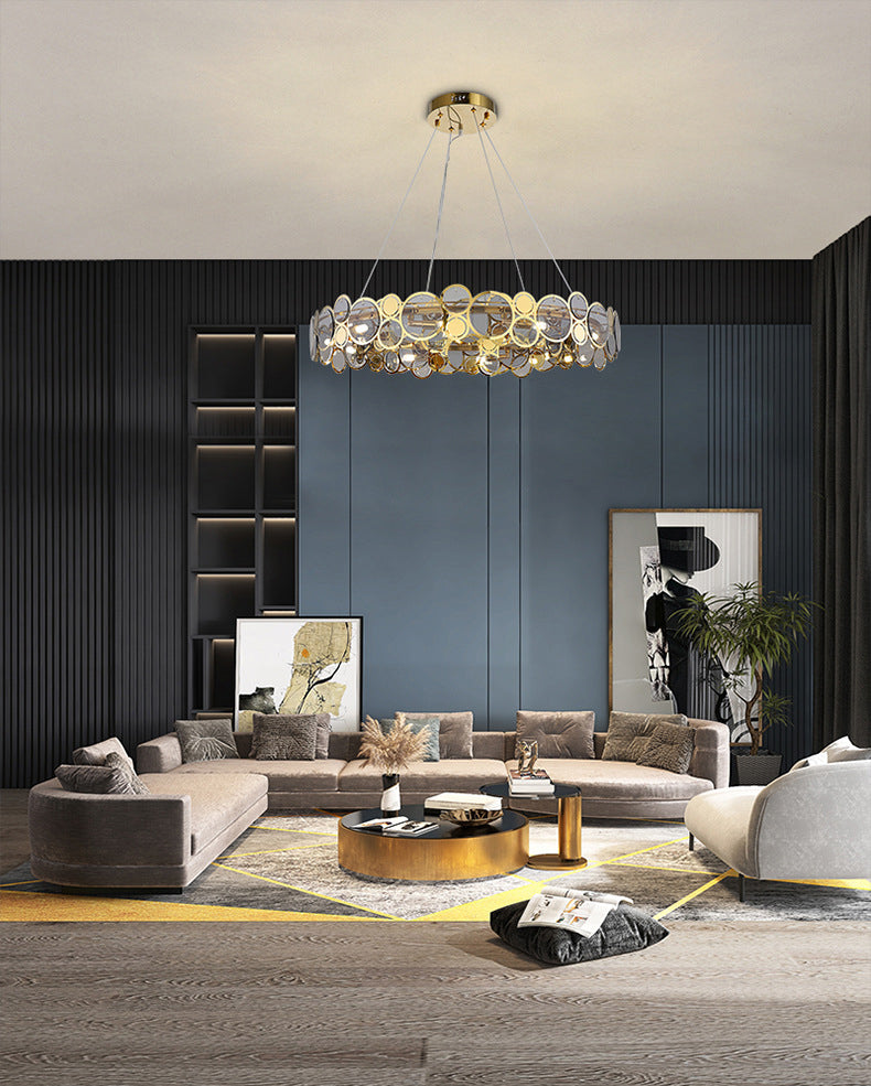 Postmodern Simplicity Circular Chandelier Light Fixtures Glass Hanging Pendant Lights for Restaurant