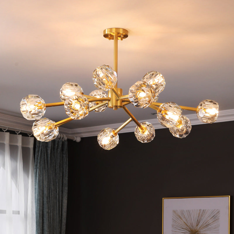 Ultra-modern Sputnik Hanging Chandelier Crystal Suspension Lighting with Hanging Cord for Living Room