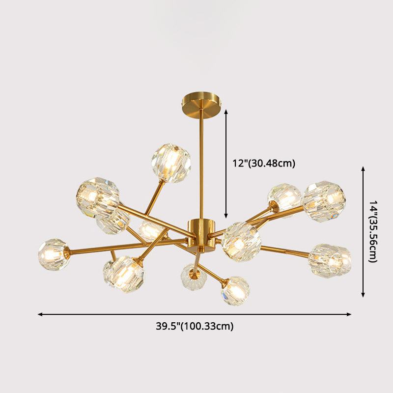 Ultra-modern Sputnik Hanging Chandelier Crystal Suspension Lighting with Hanging Cord for Living Room