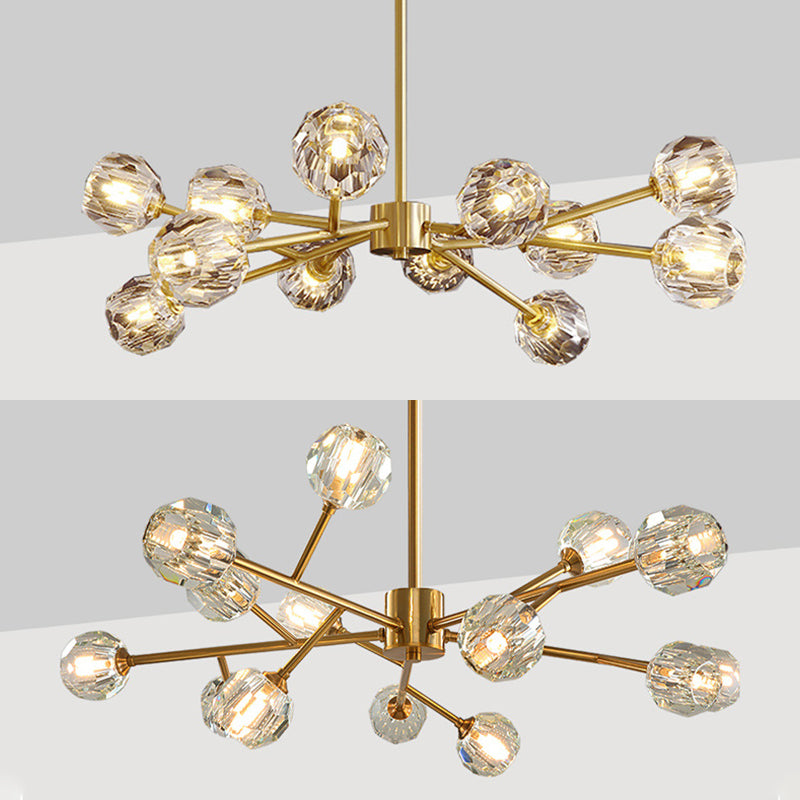Ultra-modern Sputnik Hanging Chandelier Crystal Suspension Lighting with Hanging Cord for Living Room