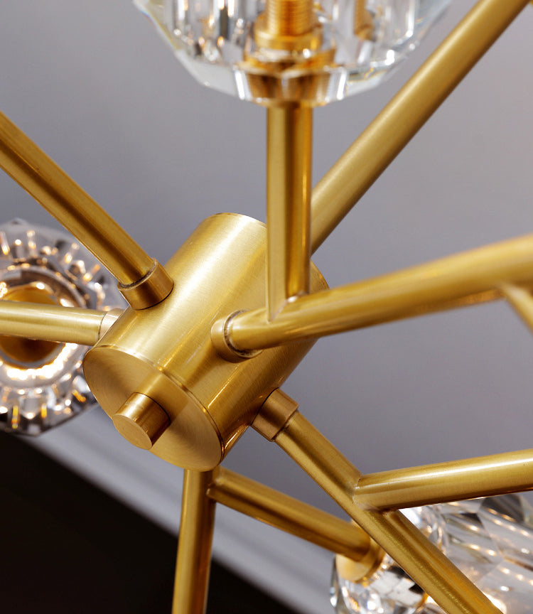 Ultra-modern Sputnik Hanging Chandelier Crystal Suspension Lighting with Hanging Cord for Living Room