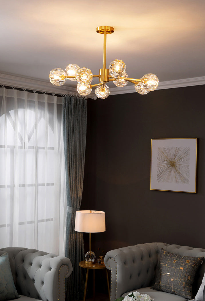 Ultra-modern Sputnik Hanging Chandelier Crystal Suspension Lighting with Hanging Cord for Living Room