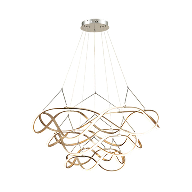 Postmodern Minimalist Twisting Chandelier Lamp Acrylic Hanging Pendant Lights for Restaurant