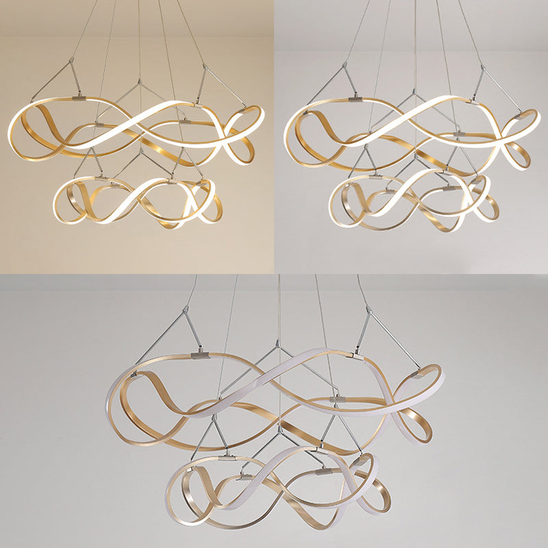 Postmodern Minimalist Twisting Chandelier Lamp Acrylic Hanging Pendant Lights for Restaurant