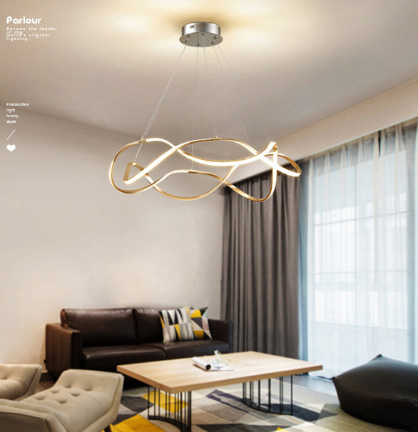Postmodern Minimalist Twisting Chandelier Lamp Acrylic Hanging Pendant Lights for Restaurant