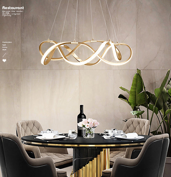Postmodern Minimalist Twisting Chandelier Lamp Acrylic Hanging Pendant Lights for Restaurant