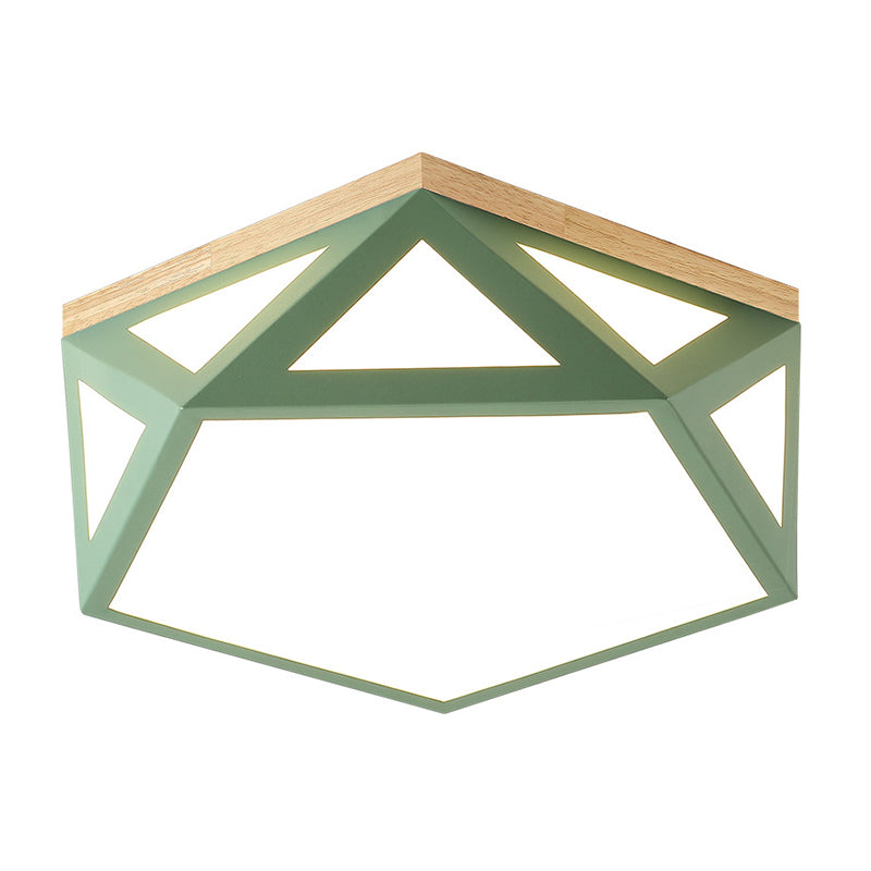 Modern Geometric Acrylic Flush Light 16.5"/20.5" W LED Gray/Green/White Ceiling Flush Mount for Bedroom, Warm/White/Natural/3 Color Light