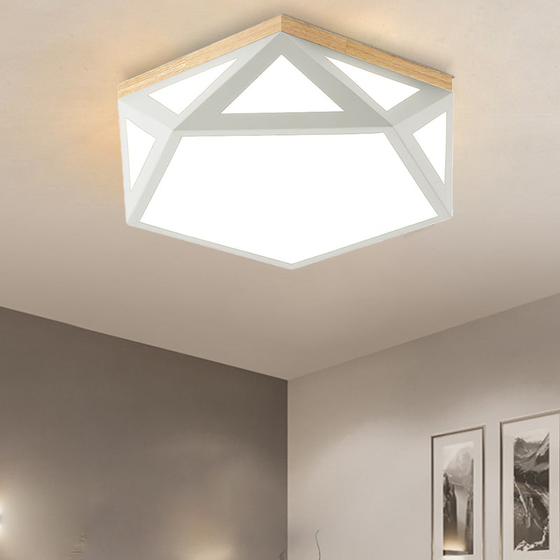 Modern Geometric Acrylic Flush Light 16.5"/20.5" W LED Gray/Green/White Ceiling Flush Mount for Bedroom, Warm/White/Natural/3 Color Light