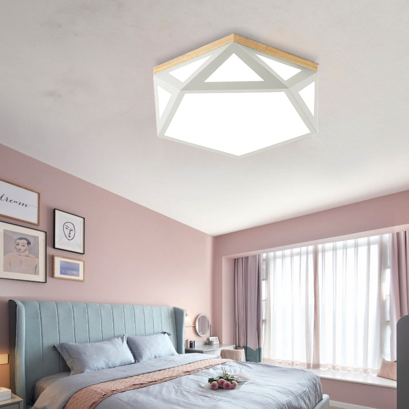 Modern Geometric Acrylic Flush Light 16.5"/20.5" W LED Gray/Green/White Ceiling Flush Mount for Bedroom, Warm/White/Natural/3 Color Light