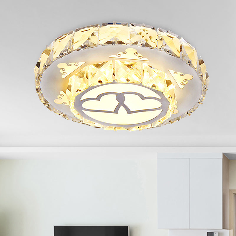 Luminaire encastré de plafond à LED blanc, luminaire moderne en forme de cœur aimant en cristal pour couloir en lumière blanche/3 couleurs, encastré/monté en surface