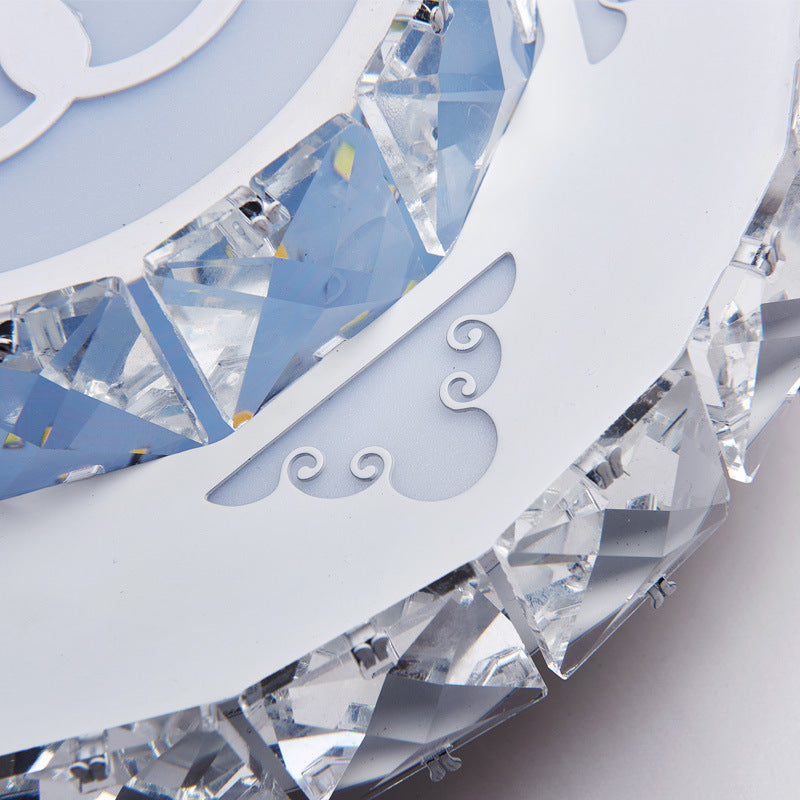 White LED Ceiling Mount Modern Crystal Loving Heart Flush Light Fixture for Corridor in White/3 Color Light, Recessed/Surface Mounted