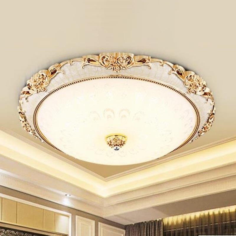 Dome Flush Mounted Light Modern White Glass 8"/12"/16" Wide LED Gold/Silver Ceiling Light in White/3 Color Light