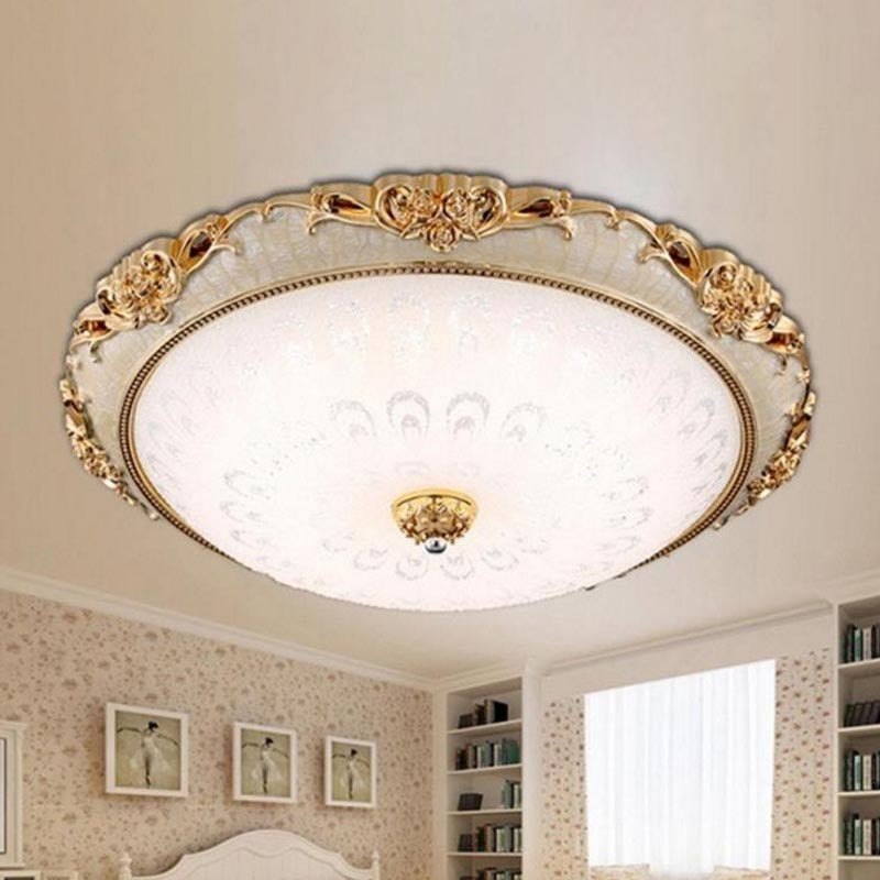 Dome Flush Mounted Light Modern White Glass 8"/12"/16" Wide LED Gold/Silver Ceiling Light in White/3 Color Light