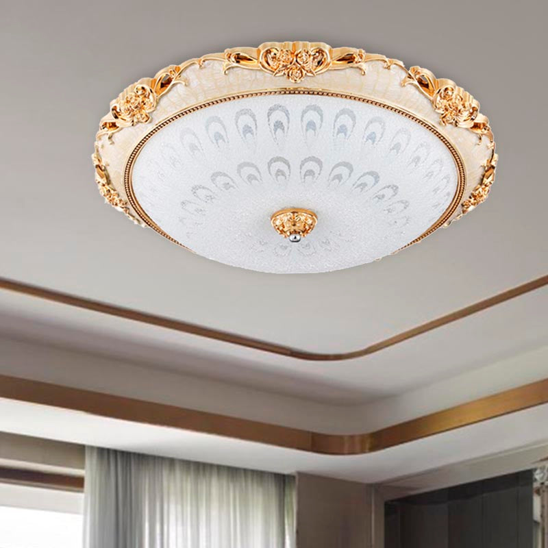 Dome Flush Mounted Light Modern White Glass 8"/12"/16" Wide LED Gold/Silver Ceiling Light in White/3 Color Light
