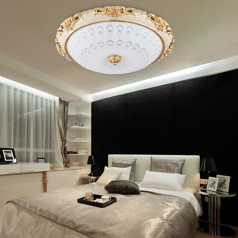 Dome Flush Mounted Light Modern White Glass 8"/12"/16" Wide LED Gold/Silver Ceiling Light in White/3 Color Light
