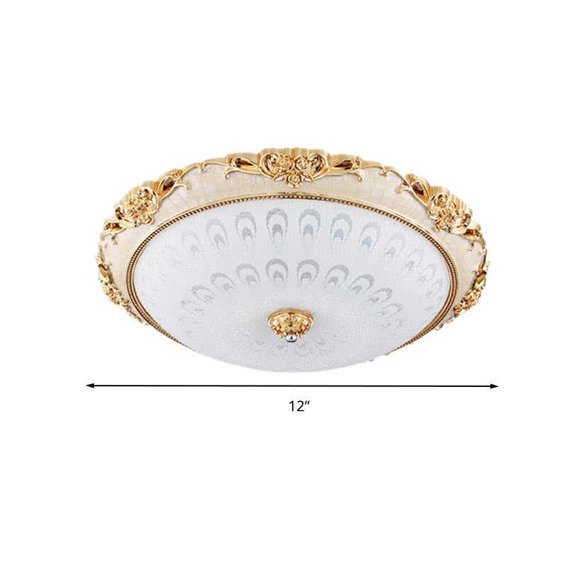 Dome Flush Mounted Light Modern White Glass 8"/12"/16" Wide LED Gold/Silver Ceiling Light in White/3 Color Light