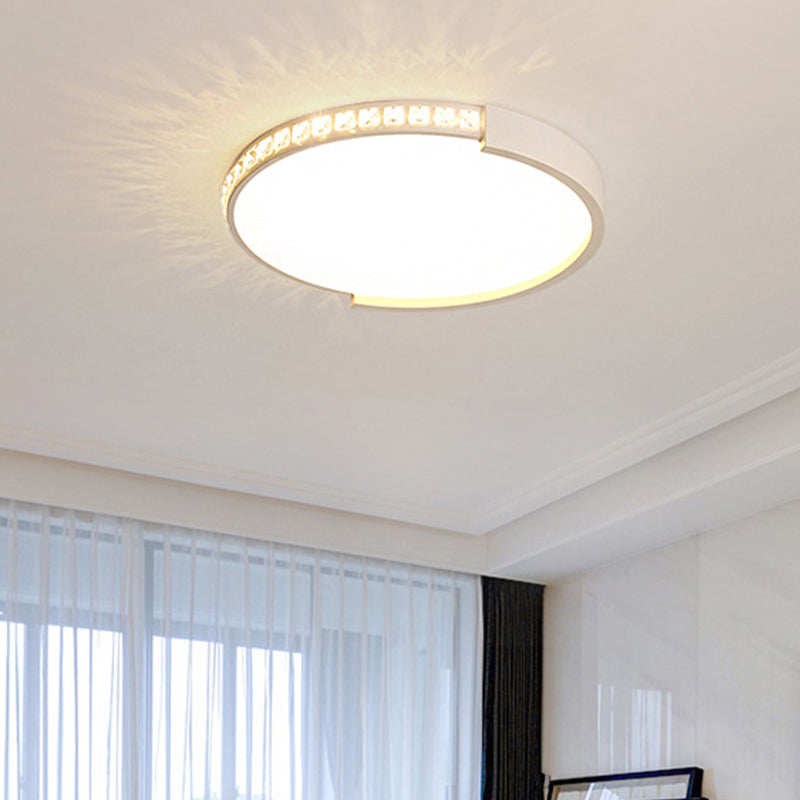 16,5 "/20.5" /24.5 " Dia Round Crystal Ceiling Lamp Simple White LED Flush Mount in Warm / White Light
