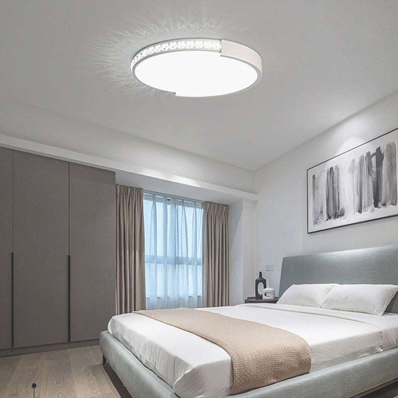 16.5"/20.5"/24.5" Dia Round Crystal Ceiling Lamp Simple White LED Flush Mount in Warm/White Light