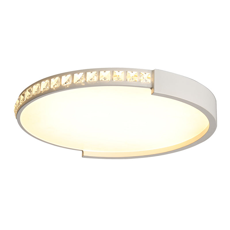 16.5"/20.5"/24.5" Dia Round Crystal Ceiling Lamp Simple White LED Flush Mount in Warm/White Light