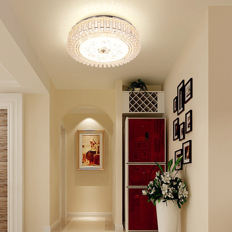 Tambour blanc Ceiling Light Fixture Modern K9 Crystal LED Flush Mount Light, 12 "/16" /19.5 " Wide