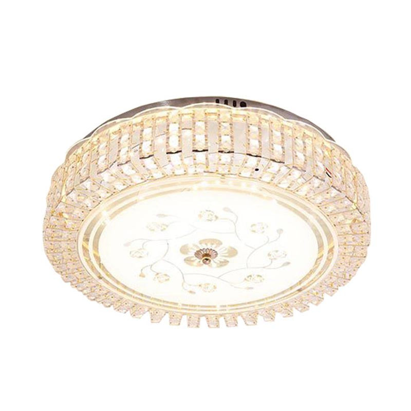 Tambour blanc Ceiling Light Fixture Modern K9 Crystal LED Flush Mount Light, 12 "/16" /19.5 " Wide
