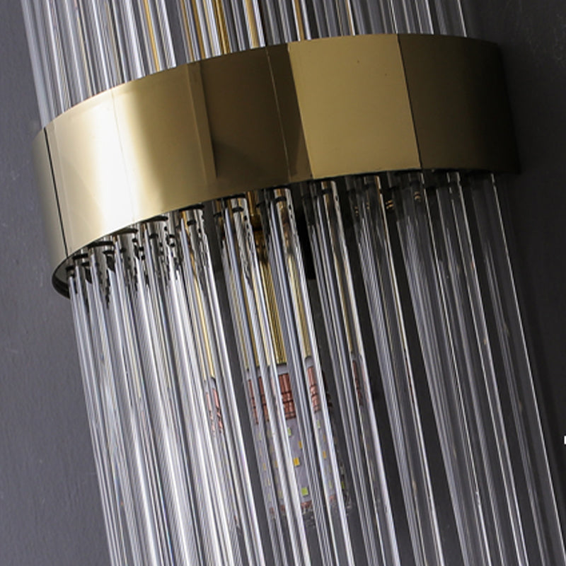 2 Lights Layered Wall Lamp Modern Gold Crystal Sconce Light Fixture for Living Room