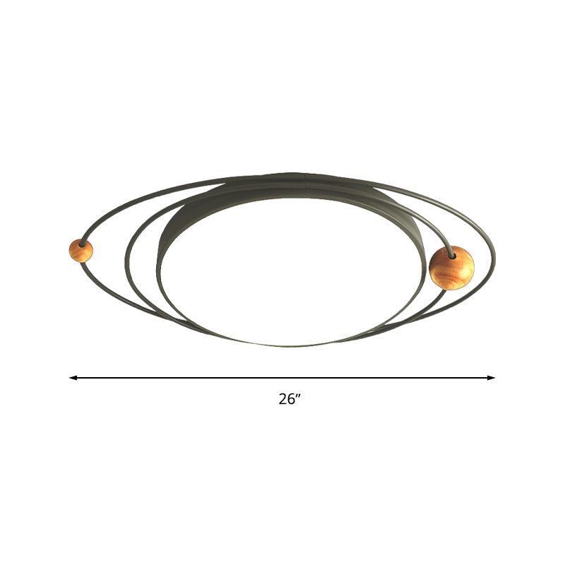 21"/26"/31" W Round Ceiling Lamp Nordic Acrylic LED Gray/Green/White Flush Light with Planet Design, Warm/White/Natural Light
