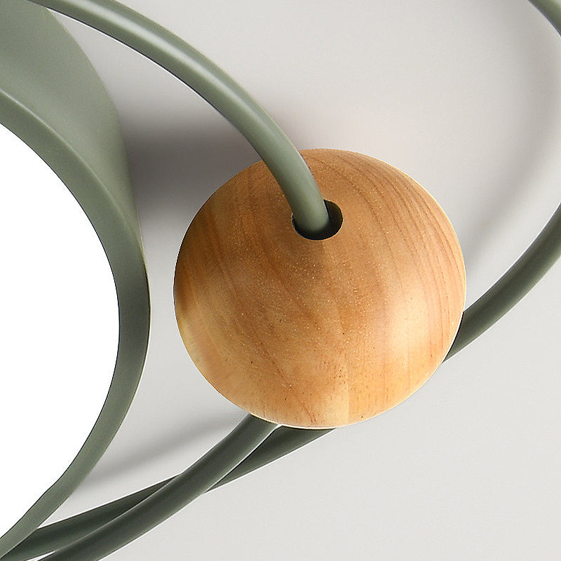 21"/26"/31" W Round Ceiling Lamp Nordic Acrylic LED Gray/Green/White Flush Light with Planet Design, Warm/White/Natural Light
