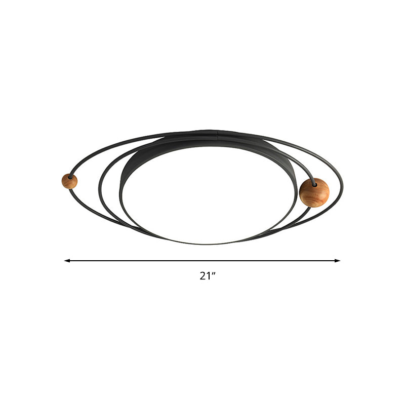 21"/26"/31" W Round Ceiling Lamp Nordic Acrylic LED Gray/Green/White Flush Light with Planet Design, Warm/White/Natural Light