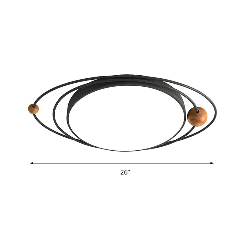 21"/26"/31" W Round Ceiling Lamp Nordic Acrylic LED Gray/Green/White Flush Light with Planet Design, Warm/White/Natural Light