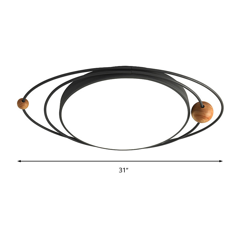 21"/26"/31" W Round Ceiling Lamp Nordic Acrylic LED Gray/Green/White Flush Light with Planet Design, Warm/White/Natural Light