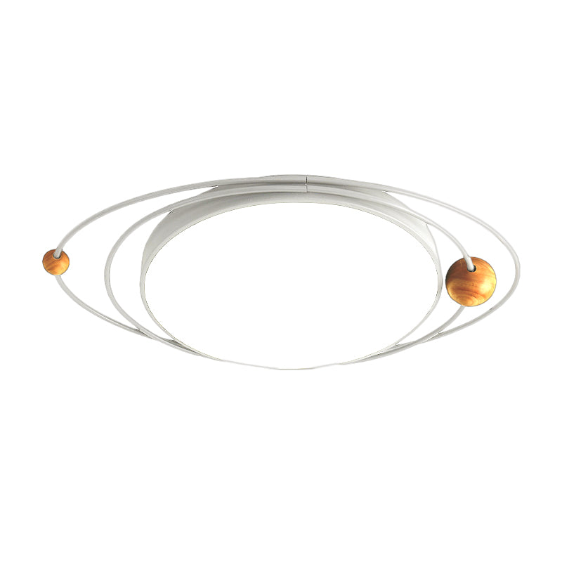 21"/26"/31" W Round Ceiling Lamp Nordic Acrylic LED Gray/Green/White Flush Light with Planet Design, Warm/White/Natural Light