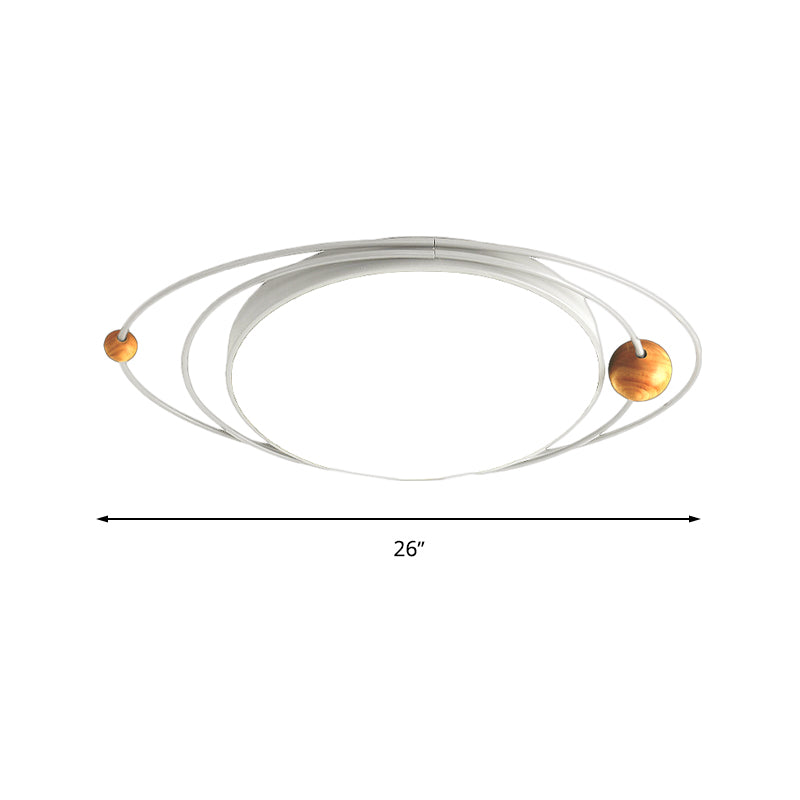 21"/26"/31" W Round Ceiling Lamp Nordic Acrylic LED Gray/Green/White Flush Light with Planet Design, Warm/White/Natural Light