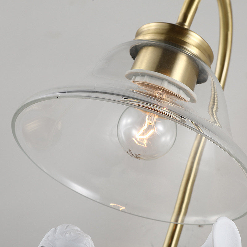 Bell Clear Glass Sconce Light Fixture Modern 1 Light Indoor Wall Mounted Lamp in Gold with Resin Angle Deco