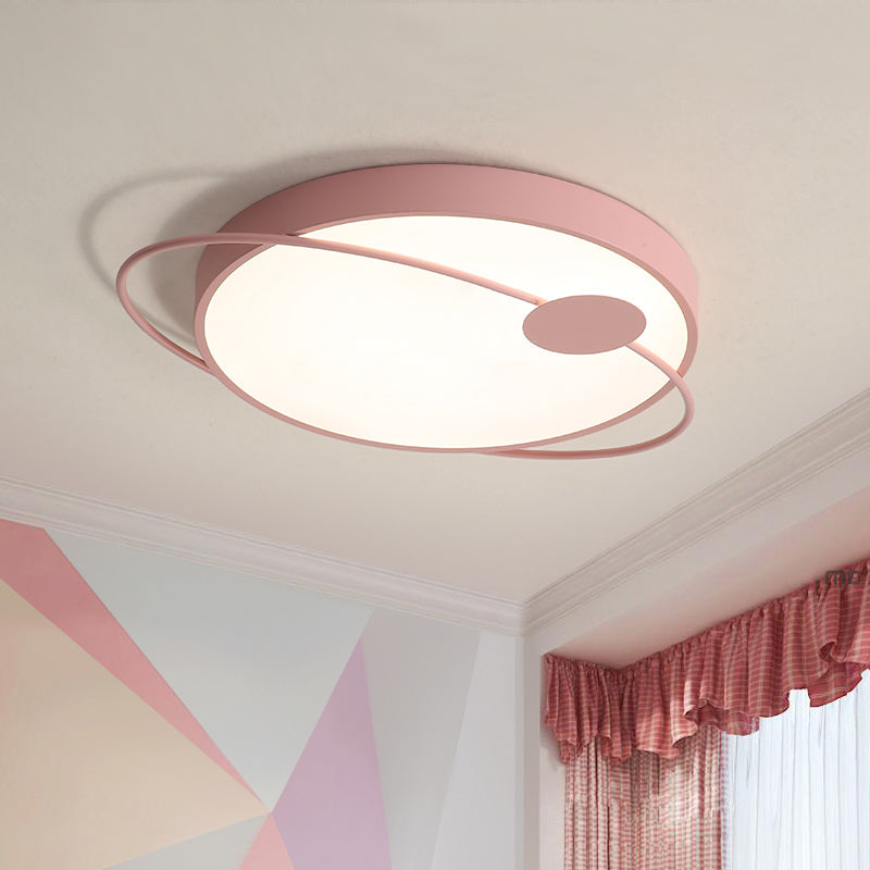 18 "/21.5" /25.5 " W Round Ceiling Flush Mount Nordic Style Acrylique DEL Blue / Pink Flush Light Fixture in Warm / White Light