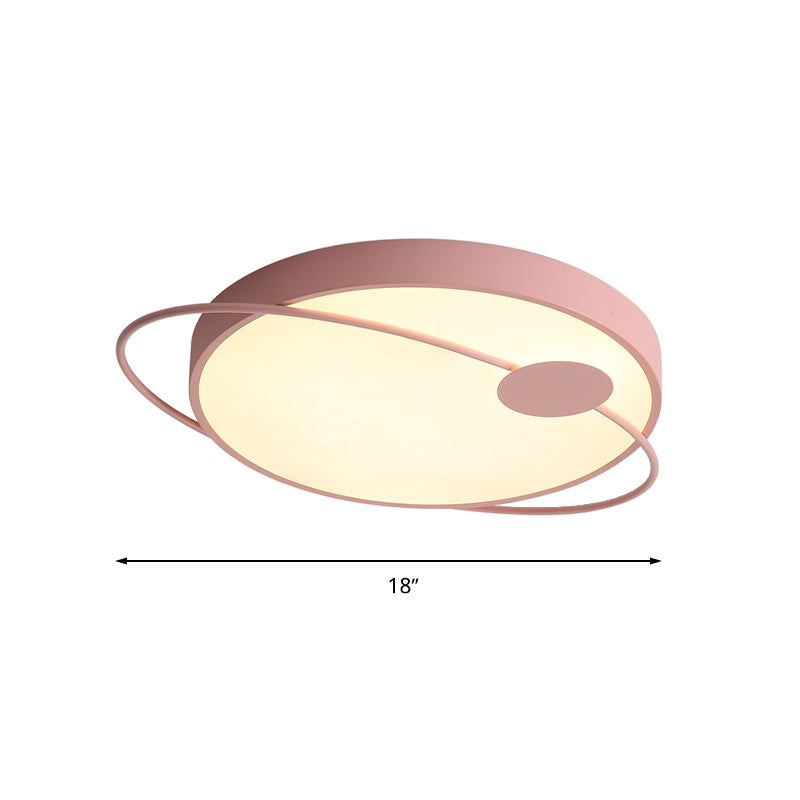 18 "/21.5" /25.5 " W Round Ceiling Flush Mount Nordic Style Acrylique DEL Blue / Pink Flush Light Fixture in Warm / White Light