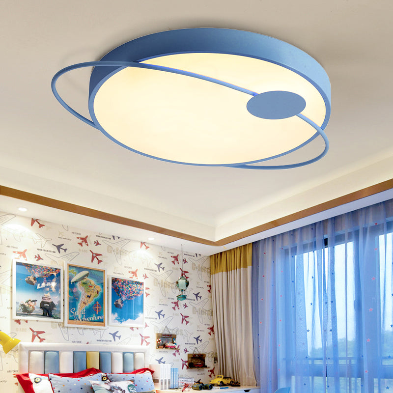 18 "/21.5" /25.5 " W Round Ceiling Flush Mount Nordic Style Acrylique DEL Blue / Pink Flush Light Fixture in Warm / White Light