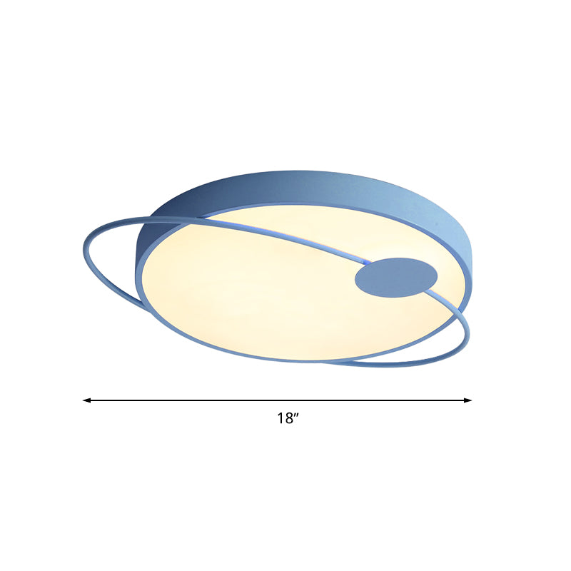 18 "/21.5" /25.5 " W Round Ceiling Flush Mount Nordic Style Acrylique DEL Blue / Pink Flush Light Fixture in Warm / White Light